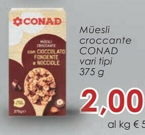 Conad - Muesli Croccante Cioccolato E Nocciole 375 G(ml)