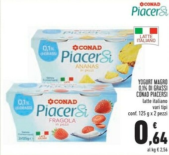Conad City Conad - Yogurt Magro Fragola Piacersi 250 G(ml) offerta