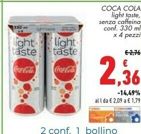 Conad City Coca Cola Light Taste, Senza Caffeina offerta