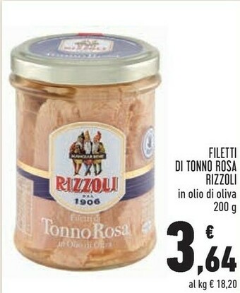 Conad City Rizzoli Filetti Di Tonno Rosa In Olio D'Oliva 200 G(ml) offerta