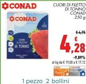 Conad City Conad Cuori Di Filetto Di Tonno 250 G offerta