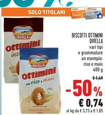 Conad Divella Ottimini Biscotti Con Riso E Mais 400 G(ml) offerta