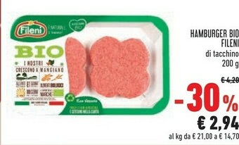 Conad Fileni Hamburger Bio Di Tacchino 200 G offerta