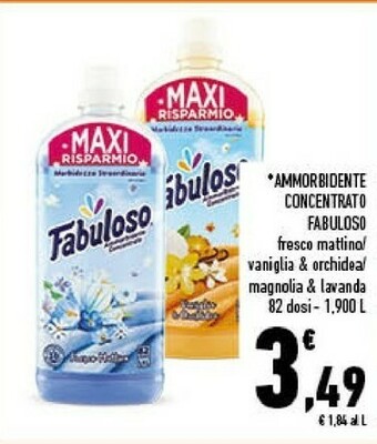 Conad Fabuloso Ammorbidente Concentrato Fresco Mattino/ Vaniglia & Orchidea/ Mangolia & Lavanda offerta