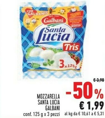 Conad Galbani Mozzarella Santa Lucia 375 G(ml) offerta