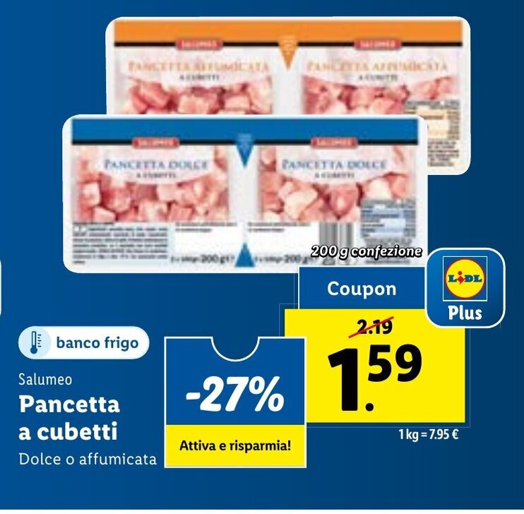 Salumeo Pancetta a cubetti 200 g confezione offerta di Lidl