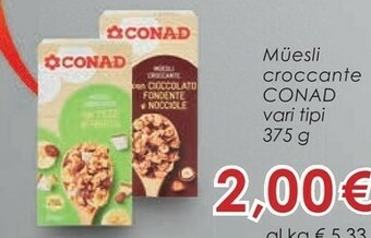 Conad Conad - Muesli Croccante Con Pezzi Di Frutta 375 G(ml) offerta