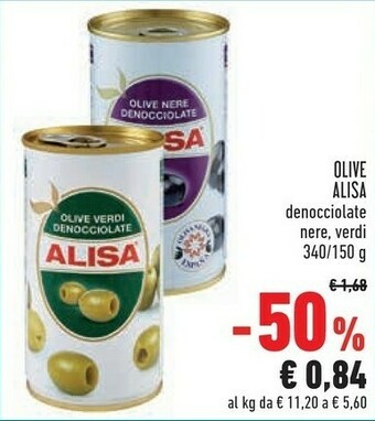 Conad Alisa Olive Verdi Denocciolate 150 G(ml) offerta