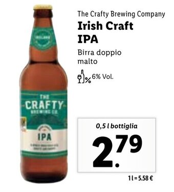 Lidl The Crafty Brewing Company Irish Craft IPA 0,5 l bottiglia offerta