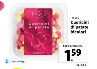 Lidl For You Cuoricini di patate bicolori 500 g confezione offerta