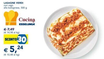 Esselunga Lasagne Verdi con ragù alla bolognese 500 g offerta