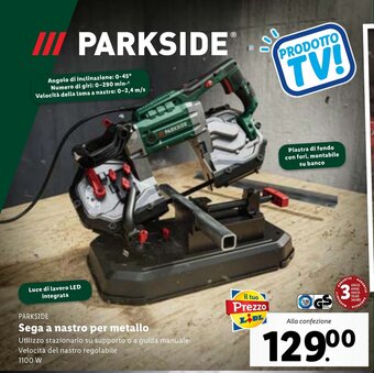 Lidl Parkside Sega a nastro per metallo offerta