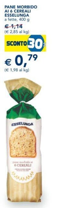 Esselunga Esselunga Pane Morbido ai 6 Cereali a fette 400 g offerta