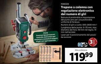 Lidl Parkside Trapano a colonna con regolazione elettronica del numero di giri offerta