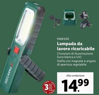 Lidl Parkside Lampada da lavoro ricaricabile offerta