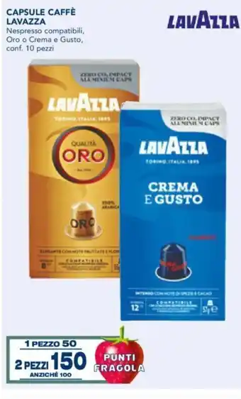 Esselunga Lavazza Capsule Caffè Nespresso compatibili,Oro o Crema e Gusto,conf. 10 pezzi offerta