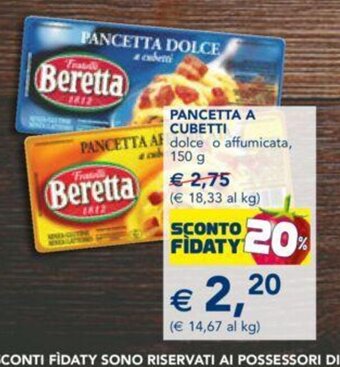 Esselunga Pancetta A Cubetti dolce o affumicata, 150 g offerta