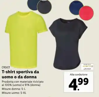 Crivit T-shirt sportiva da uomo o da donna S-L/S-XL