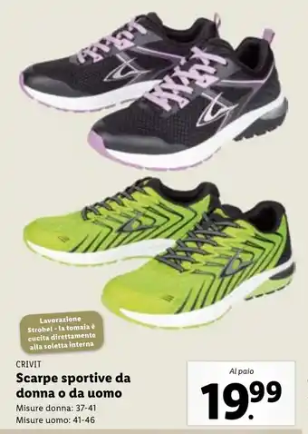 Lidl Crivit Scarpe sportive da donna o da uomo donna: 37-41/ uomo: 41-46 offerta