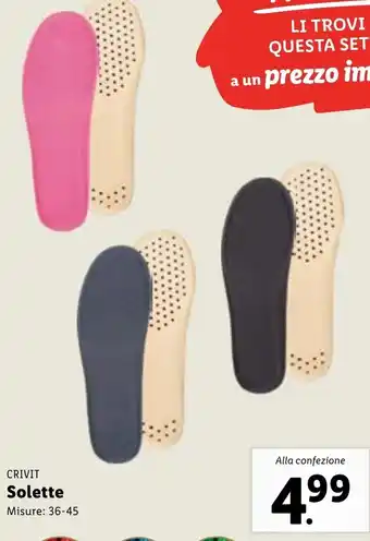 Lidl Crivit Solette misure: 36-45 offerta