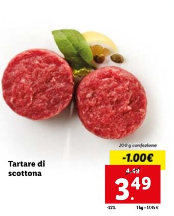 Lidl Tartare di scottona 200 g confezione offerta