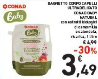 Conad Conad Baby Natural Bagnetto Corpo Capelli Ultradelicato 1 litro offerta