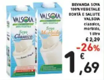 Conad Valsoia Bevanda Soya 100% Vegetale Bontà e Salute 1 litro offerta
