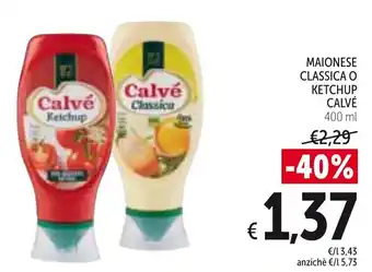 Spazio Conad Calvé Maionese Classica o Ketchup 400ml offerta