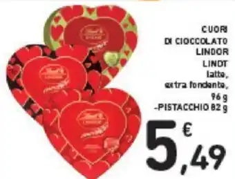 Conad Lindt Lindor Cuori di Cioccolato 96 g / Pistacchio 82 g offerta