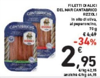 Conad Rizzoli Filetti di Alici del Mar Cantabrico 70 g offerta