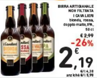 Conad I Cavalieri Birra Artigianale Non Filtrata 50 cl offerta
