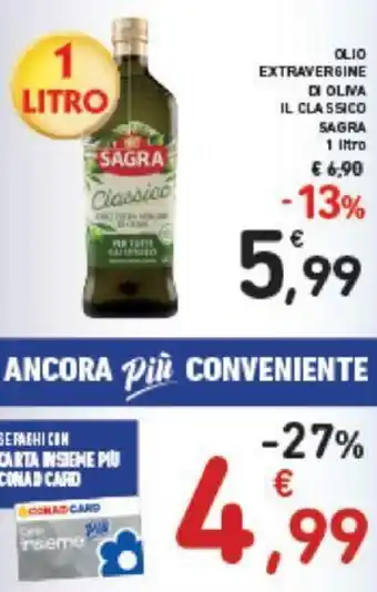 Conad Sagra Olio Extravergine di Oliva Il Classico 1 litro offerta