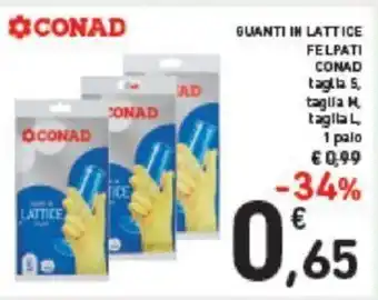 Conad Conad Guanti in Lattice Felpati S/M/L 1 Paio offerta