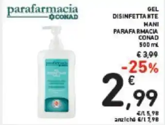 Conad Conad Parafarmacia Gel Disinfettante Mani 500 ml offerta