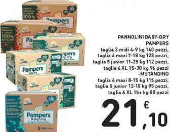 Conad Pampers Pannolini Baby-dry 140/128/112/96 pezzi / Mutandino 115/95/80 pezzi offerta