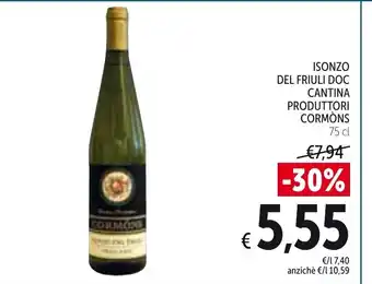 Spazio Conad Cormòns Isonzo del Friuli Doc Cantina Produttori 75cl offerta