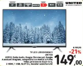 Conad United TV LED LED32HSB2A11 offerta