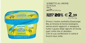 Esselunga Sorbetto Al Limone Di Sicilia 500 g offerta