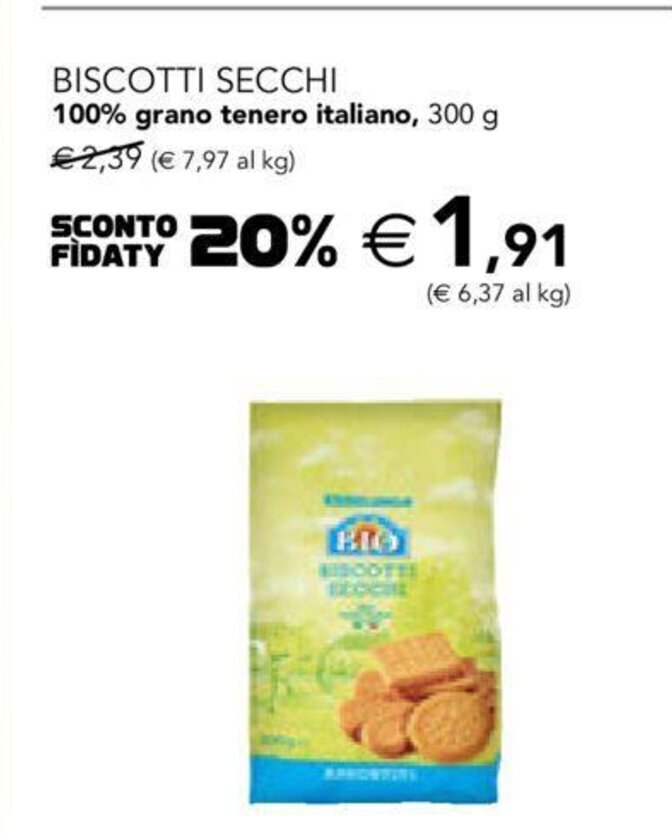 Biscotti Secchi 100 grano tenero italiano, 300 g offerta di Esselunga