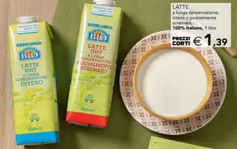 Esselunga Latte a lunga conservazione, intero o parzialmente scremato, 100% italiano, 1 litro offerta