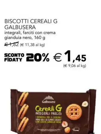 Esselunga Biscotti Cereali g Galbusera integrali farciti con crema giandula nero, 160 g offerta