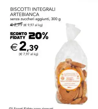 Esselunga Biscotti Integrali Artebianca senza zuccheri aggiunti, 300 g offerta