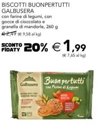 Esselunga Galbusera Biscotti Buonpertutti con farine di legumi 260 g offerta