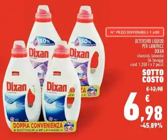 Conad Dixan Detersivo Liquido Per Lavatrice classico,lavanda 54 lavaggi conf. 1,350 l x 2 pezzi offerta