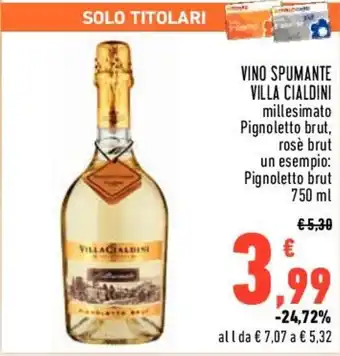 Conad Villa Cialdini Vino Spumante millesimato Pignoletto brut 750 ml offerta