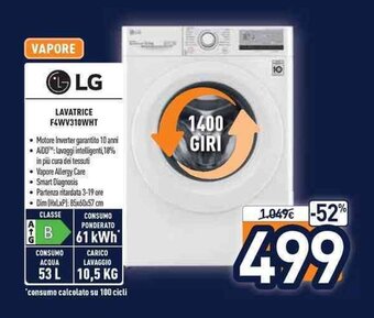 Unieuro LG Lavatrice F4WV310WHT offerta