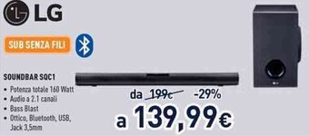 Unieuro LG Soundbar SQC1 offerta