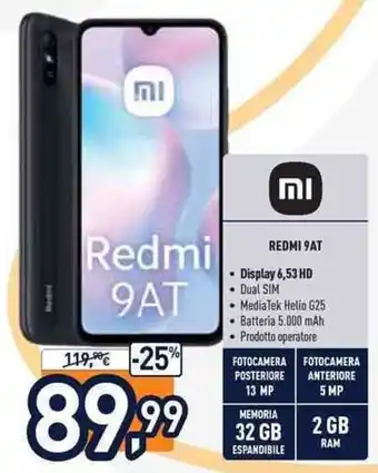 Unieuro Mi Redmi 9AT offerta