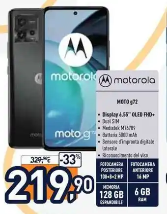 Unieuro motorola moto g72 offerta
