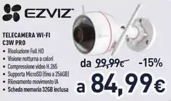 Unieuro Ezviz Telecamera Wi-Fi C3W Pro offerta